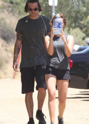 Ashley Tisdale with her husband Christopher French hiking in Hollywood